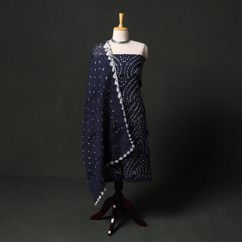 Kutch tie-dye satin cotton bandhani 3pc unstitched dress