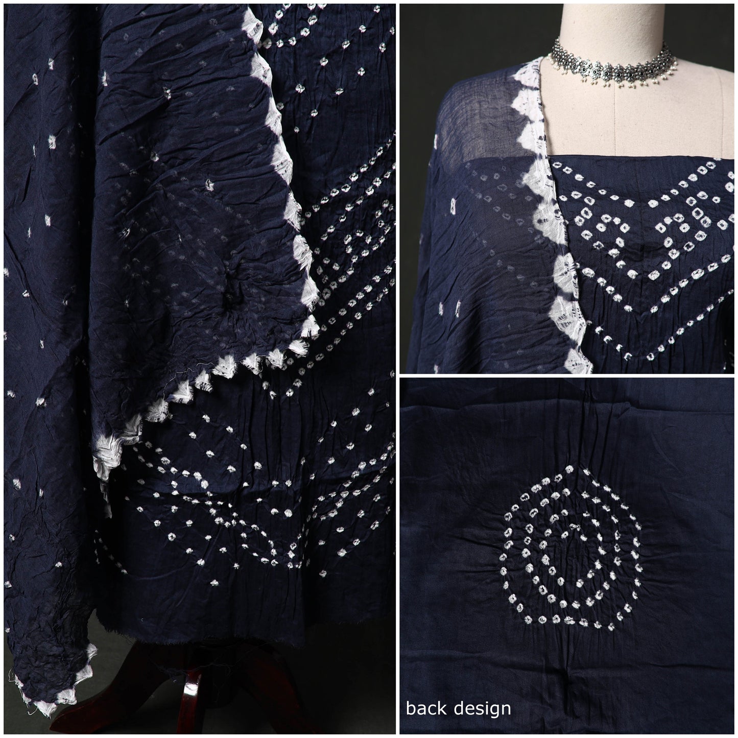 Kutch tie-dye satin cotton bandhani 3pc unstitched dress