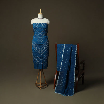 Kutch tie-dye satin cotton bandhani 3pc unstitched dress