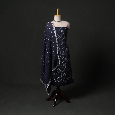 Kutch tie-dye satin cotton bandhani 3pc unstitched dress