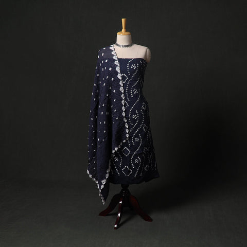 Kutch tie-dye satin cotton bandhani 3pc unstitched dress