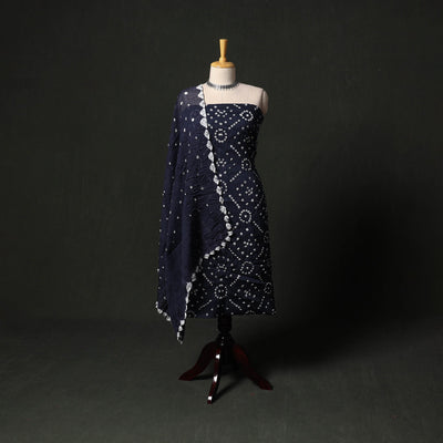 Kutch tie-dye satin cotton bandhani 3pc unstitched dress