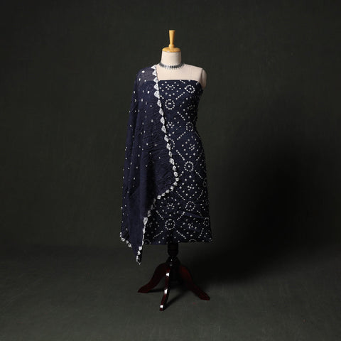 Kutch tie-dye satin cotton bandhani 3pc unstitched dress