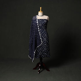 Kutch tie-dye satin cotton bandhani 3pc unstitched dress