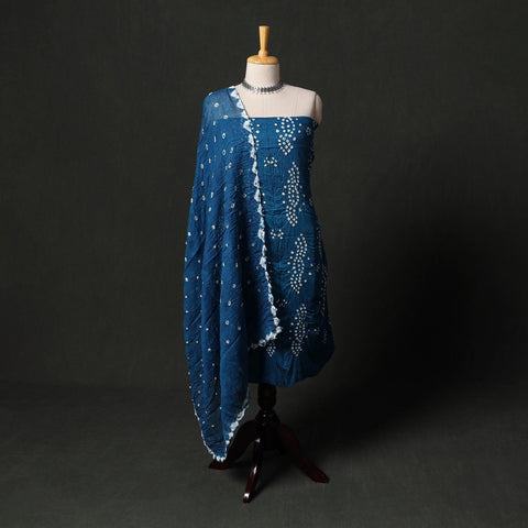 Kutch tie-dye satin cotton bandhani 3pc unstitched dress