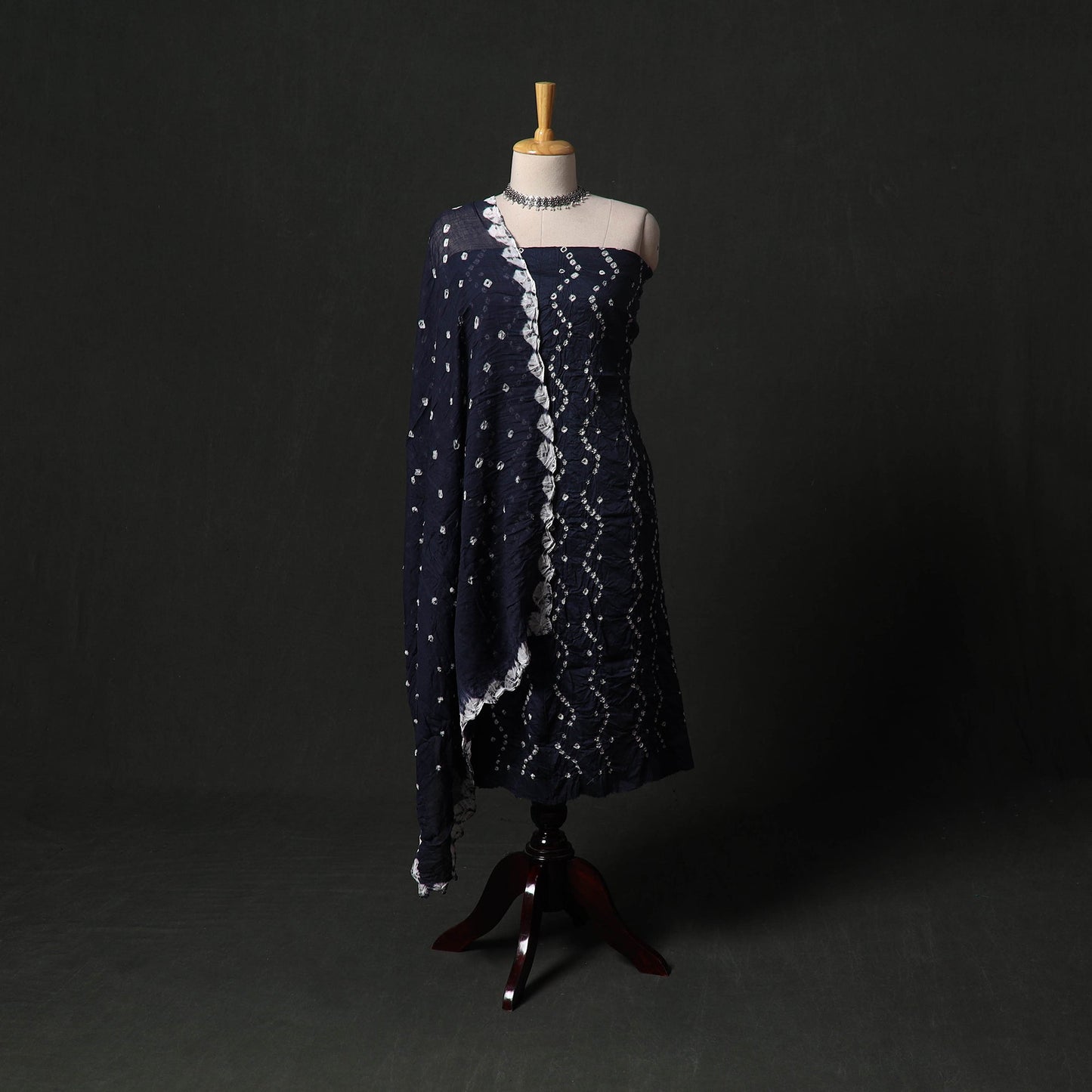 Kutch tie-dye satin cotton bandhani 3pc unstitched dress