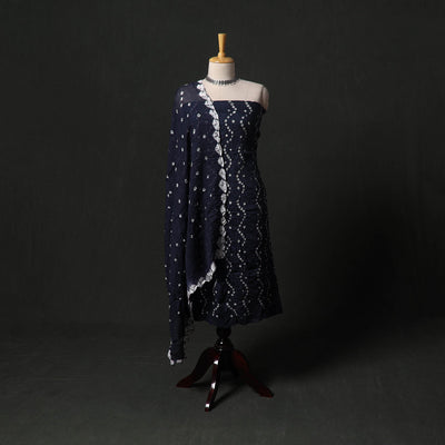 Kutch tie-dye satin cotton bandhani 3pc unstitched dress