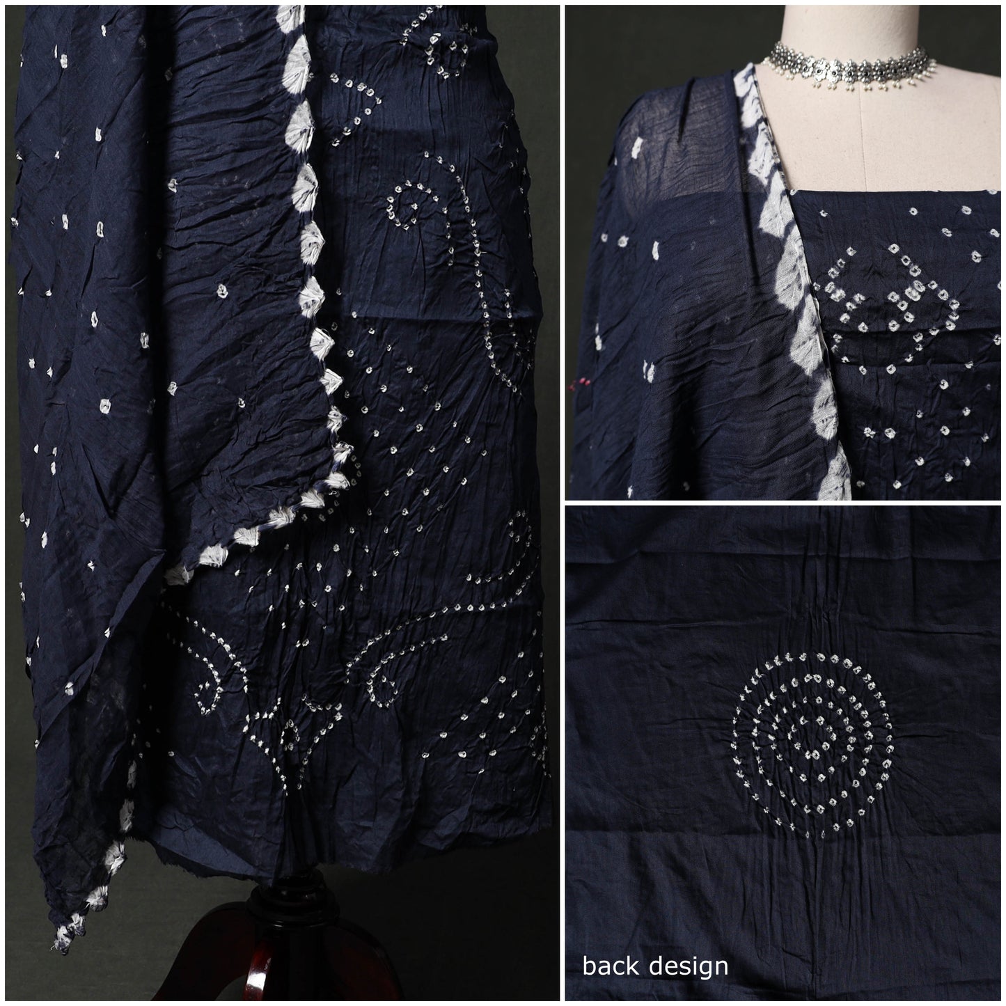 Kutch tie-dye satin cotton bandhani 3pc unstitched dress