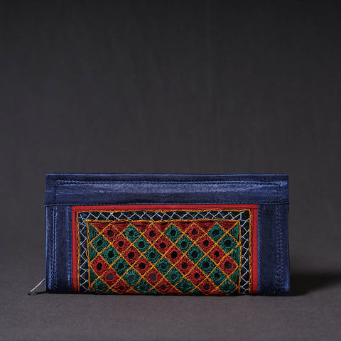 Blue Kutchi Embroidery Mirror Work Clutch