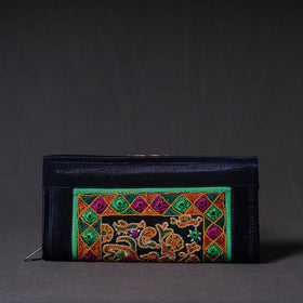 Blue Kutchi Embroidery Mirror Work Clutch
