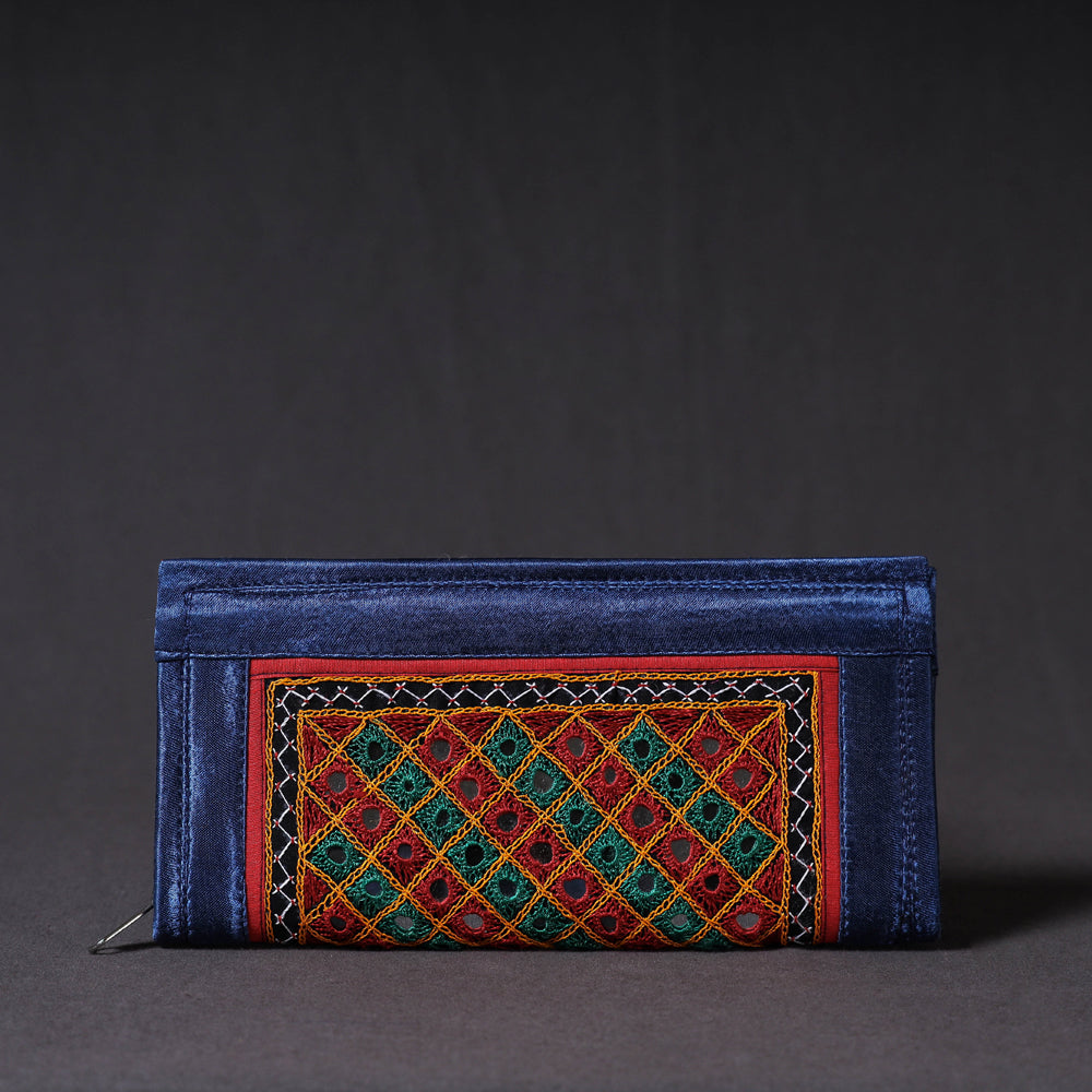 Blue Kutchi Embroidery Mirror Work Clutch