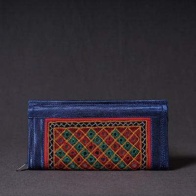 Blue Kutchi Embroidery Mirror Work Clutch