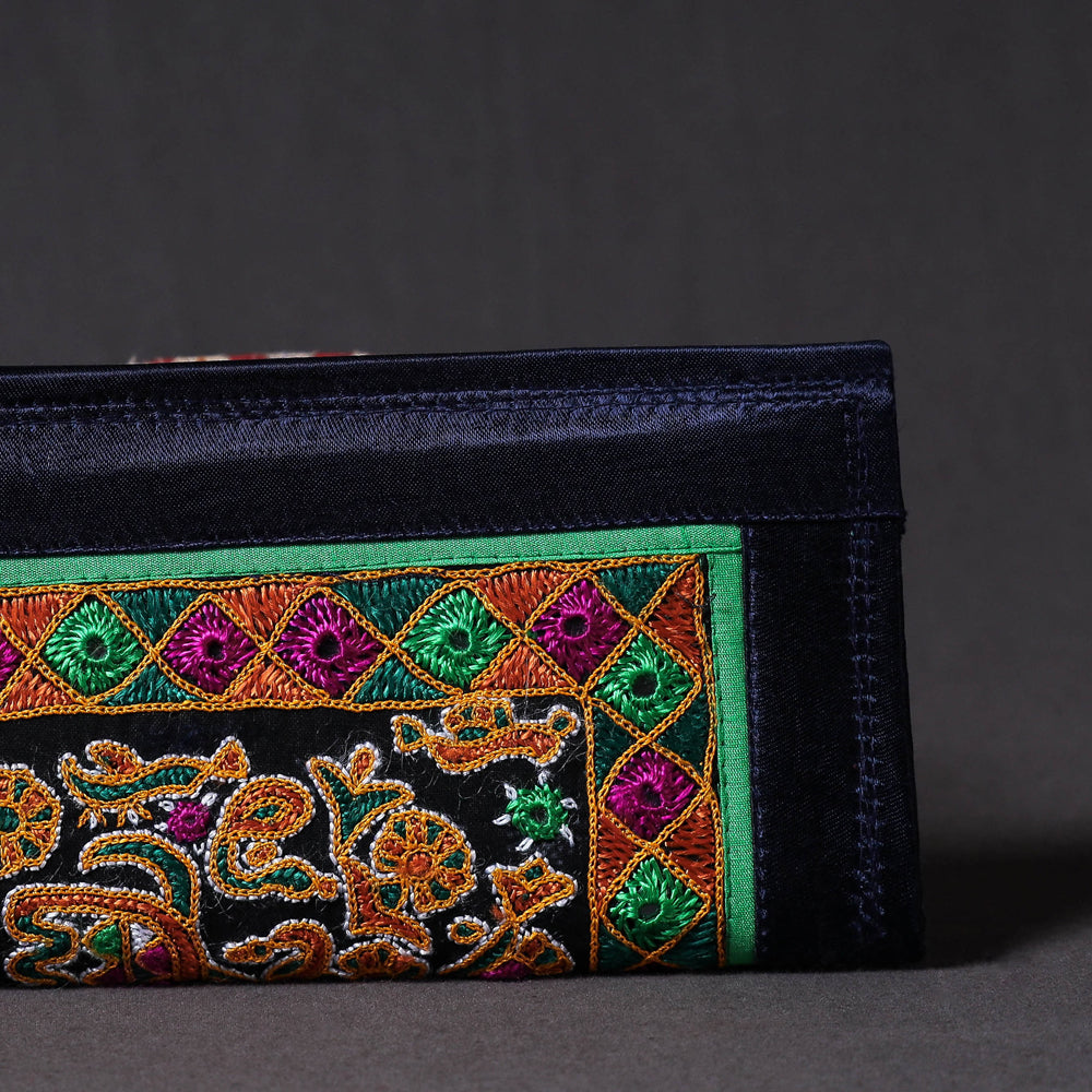 Blue Kutchi Embroidery Mirror Work Clutch