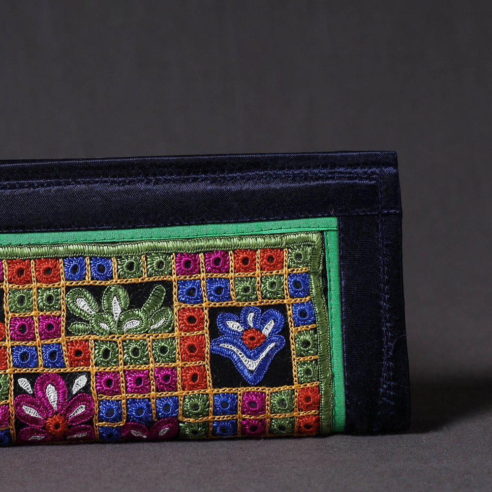 Blue Kutchi Embroidery Mirror Work Clutch