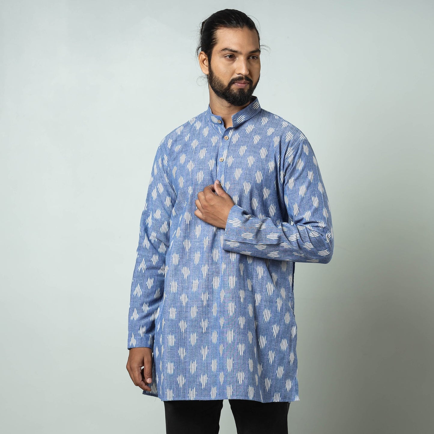 Lavender - pochampally ikat weave cotton men’s short kurta