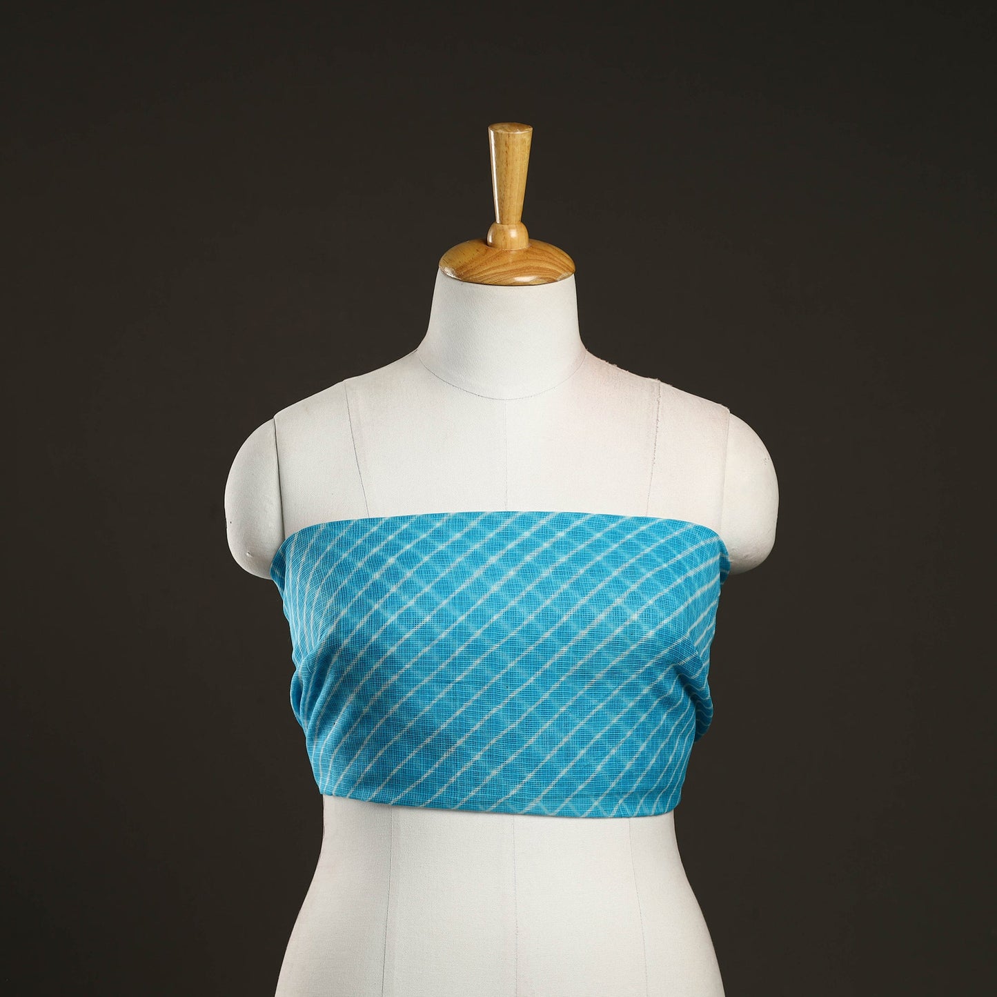 Blue - leheriya tie & dye kota doria cotton blouse piece 47