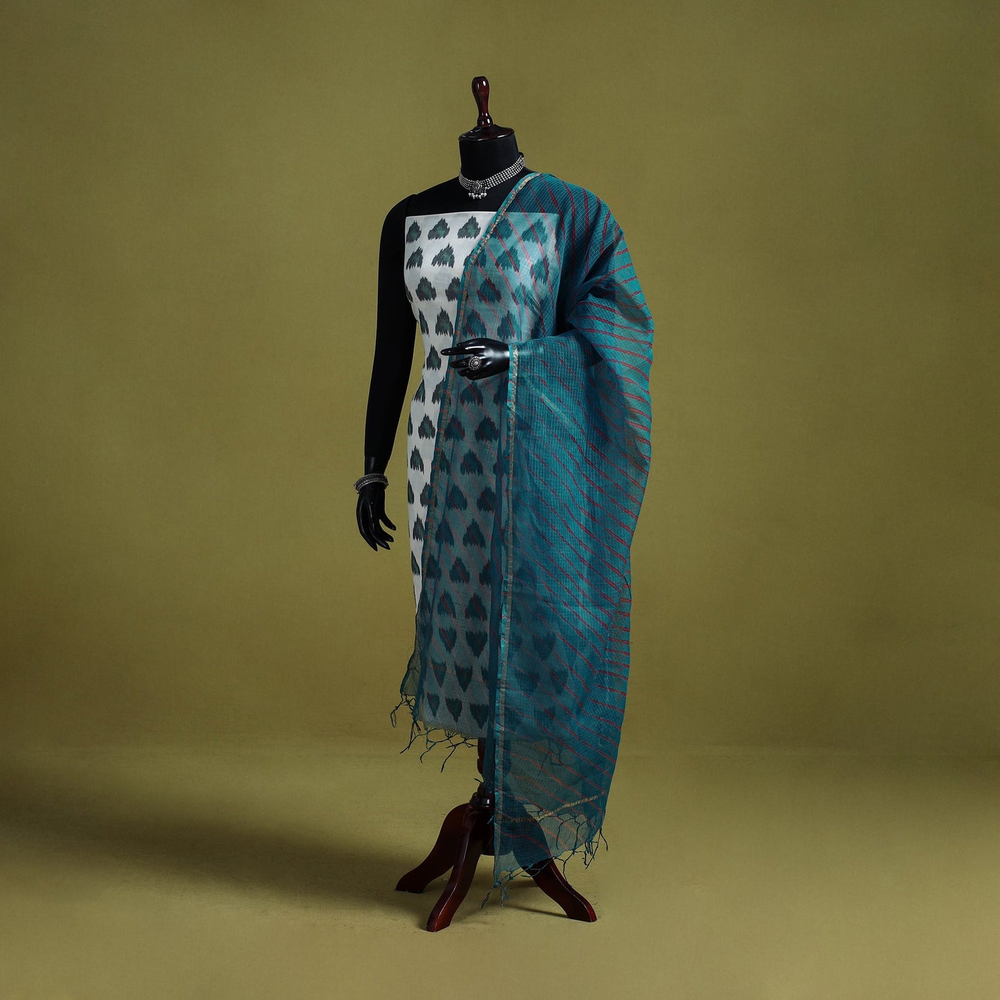 Blue - tie-dye kota doria cotton leheriya dupatta 02