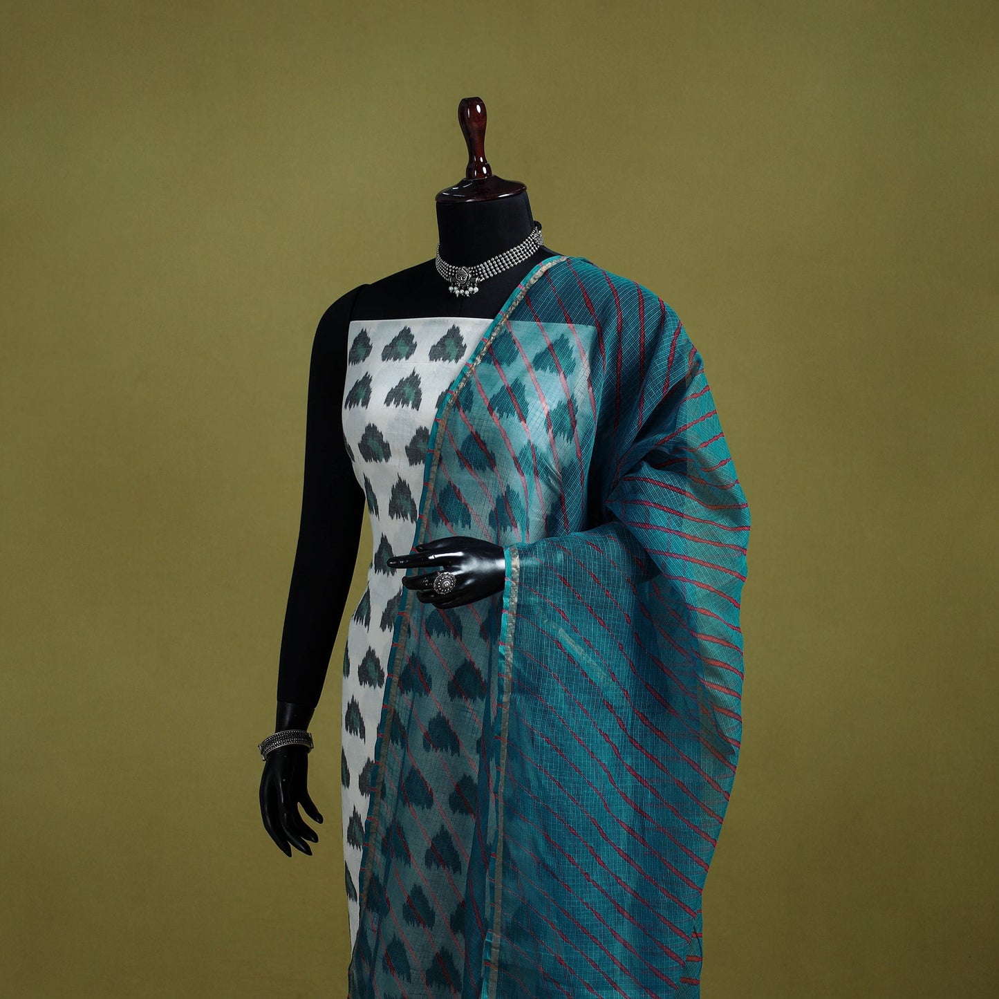 Blue - tie-dye kota doria cotton leheriya dupatta 02