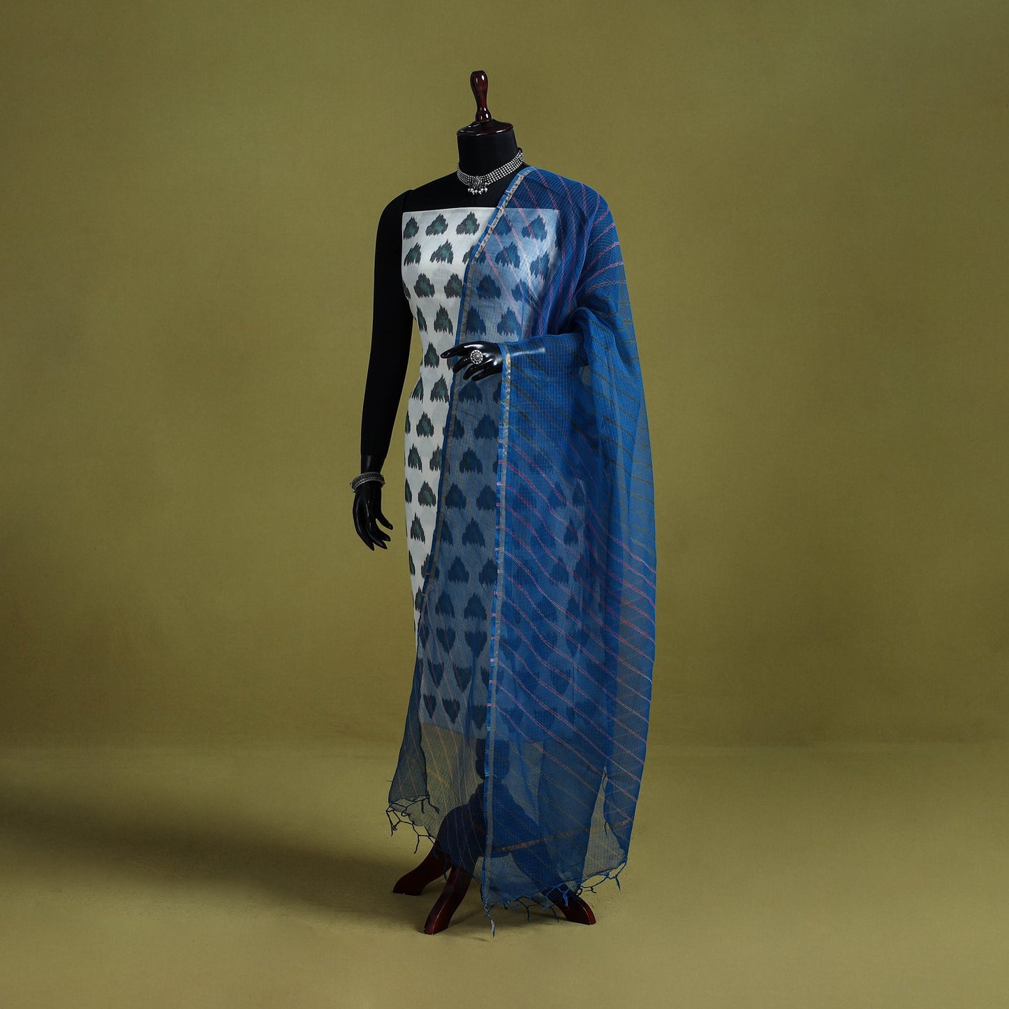 Blue - tie-dye kota doria cotton leheriya dupatta 05