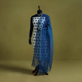 Blue - tie-dye kota doria cotton leheriya dupatta 05