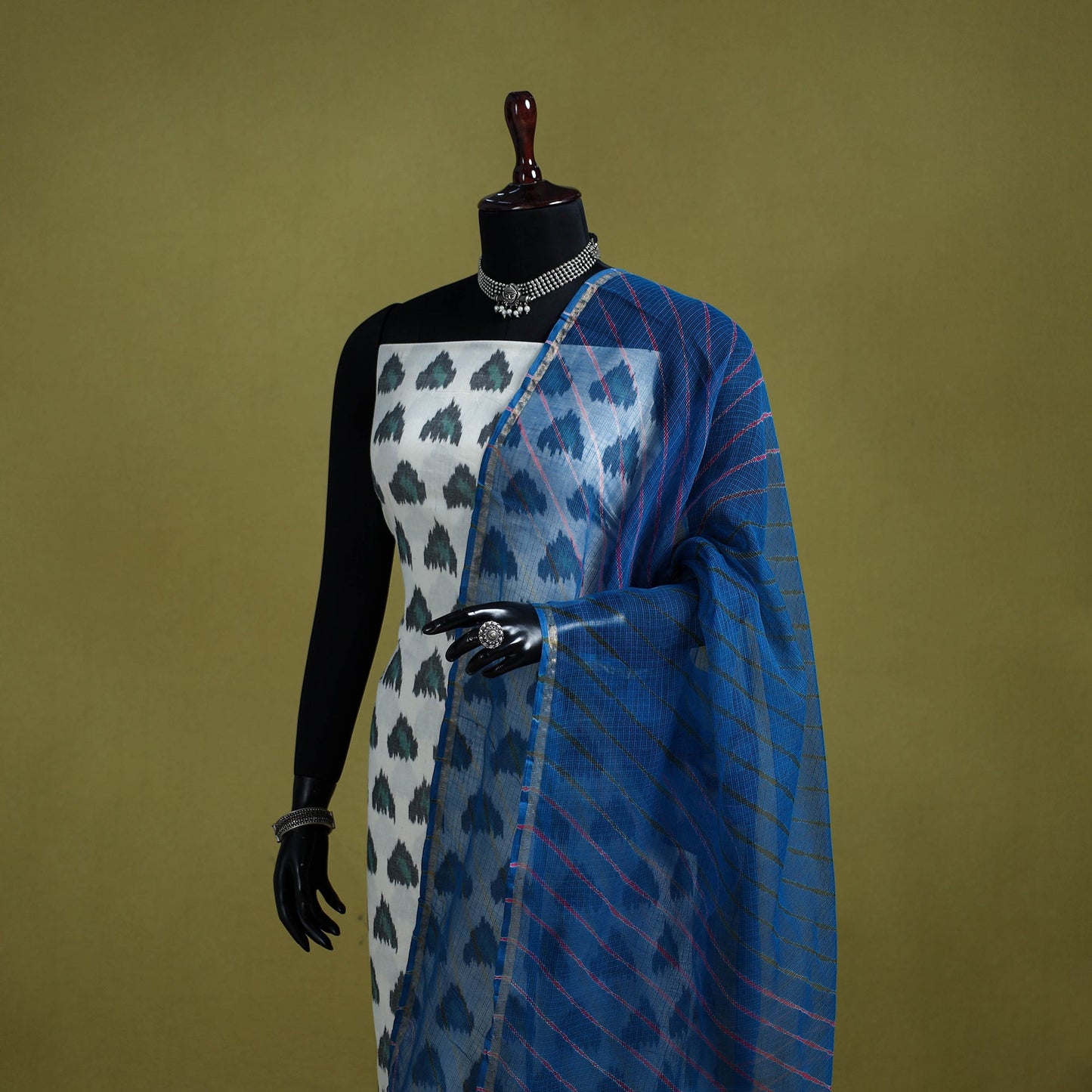 Blue - tie-dye kota doria cotton leheriya dupatta 05