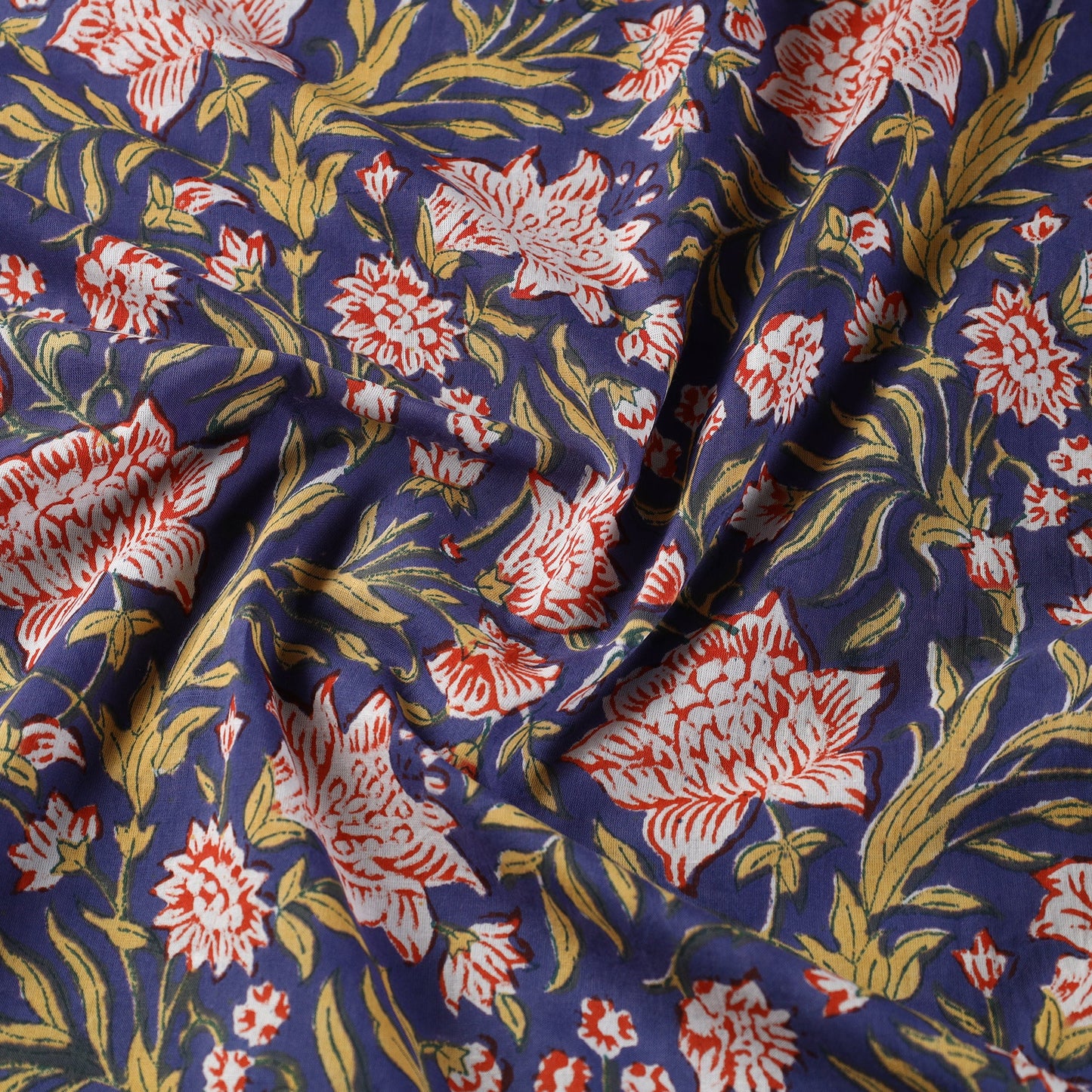 Buy Sanganeri Block Print Fabric - Floral Rajasthani