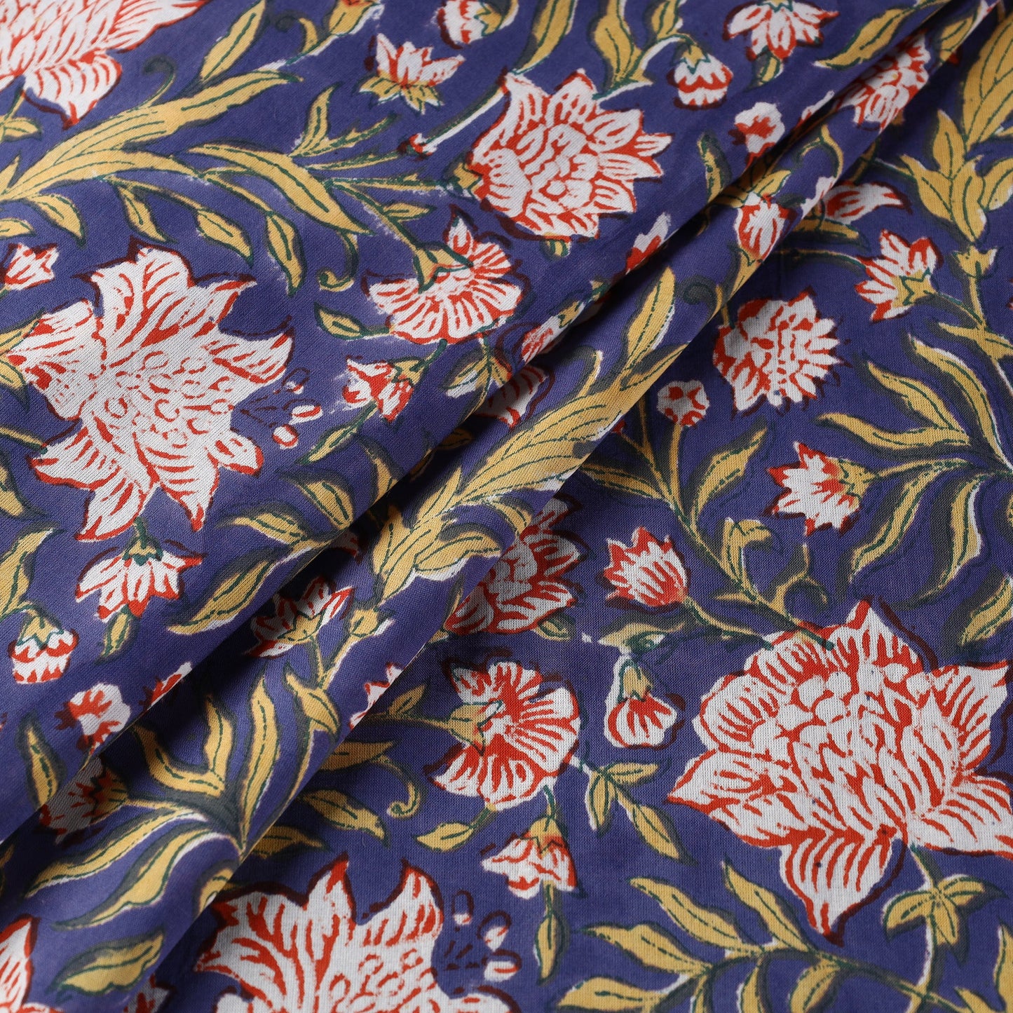 Buy Sanganeri Block Print Fabric - Floral Rajasthani