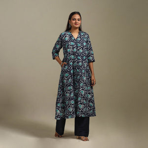 A-line cotton hand batik kurta for women 18 - handcrafted
