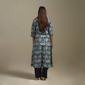 A-line cotton hand batik kurta for women 19 - handcrafted