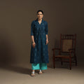 A-line cotton hand embroidered jacquard kurta for women 05