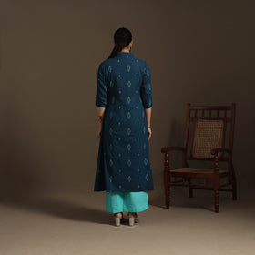 A-line cotton hand embroidered jacquard kurta for women 05