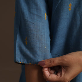 A-line cotton hand embroidered jacquard kurta for women 11