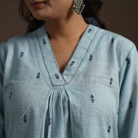 A-line cotton hand embroidered jacquard kurta for women 12