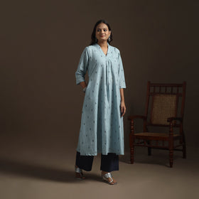 A-line cotton hand embroidered jacquard kurta for women 12
