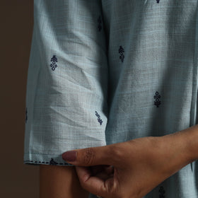 A-line cotton hand embroidered jacquard kurta for women 12