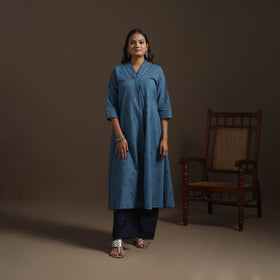 A-line cotton hand embroidered jacquard kurta for women 15