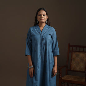 A-line cotton hand embroidered jacquard kurta for women 15