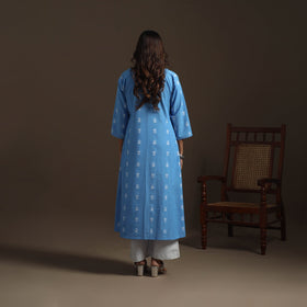 A-line cotton hand embroidered jacquard kurta for women 18