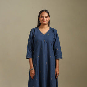 A-line cotton hand embroidered jamdani border thread buti