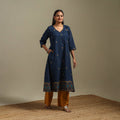 A-line cotton hand embroidered jamdani border thread buti