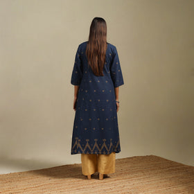 A-line cotton hand embroidered jamdani border thread buti