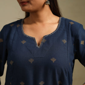 A-line cotton hand embroidered jamdani border thread buti