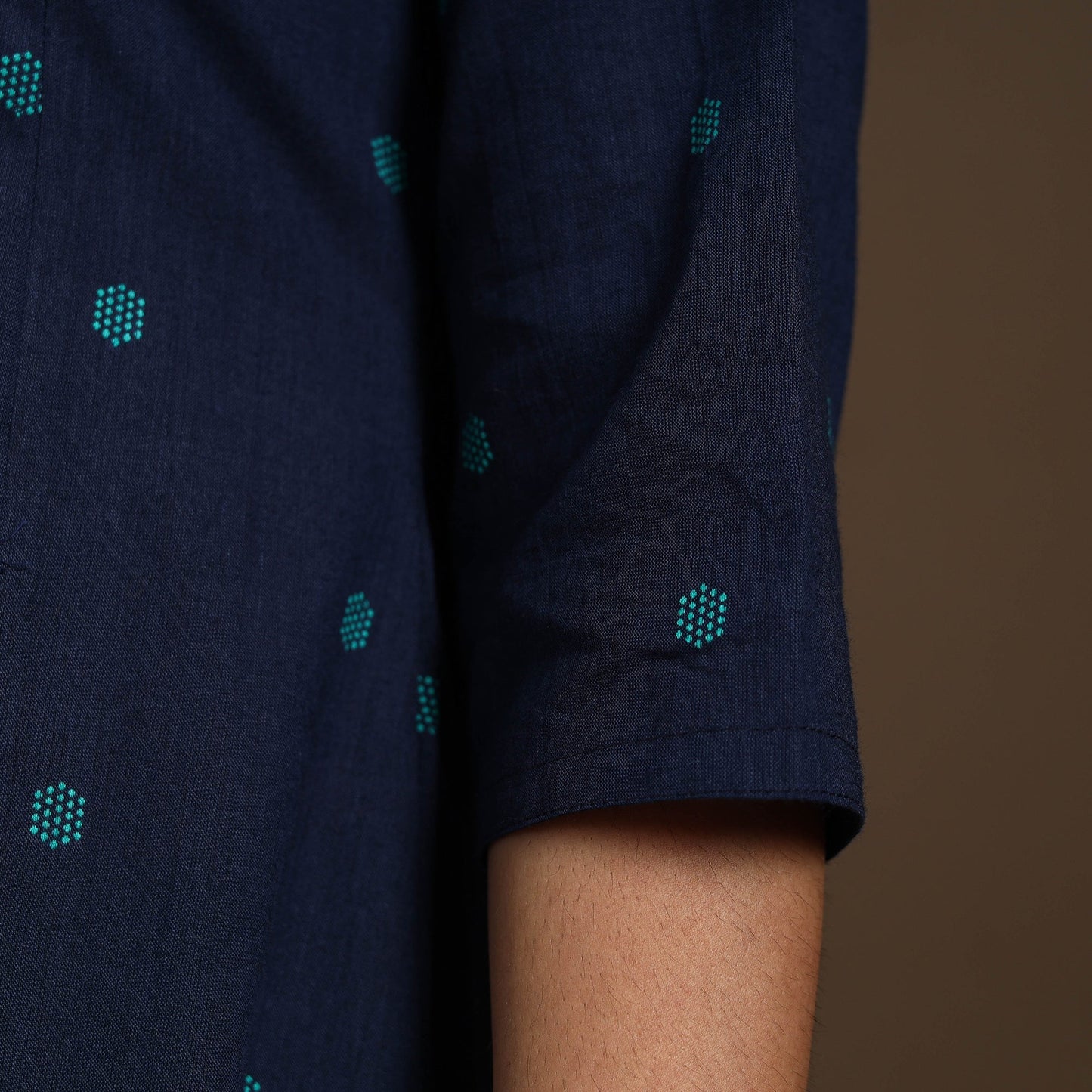 Blue A-Line Cotton Jacquard Kurta