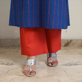 Blue A-Line Cotton Jacquard Kurta