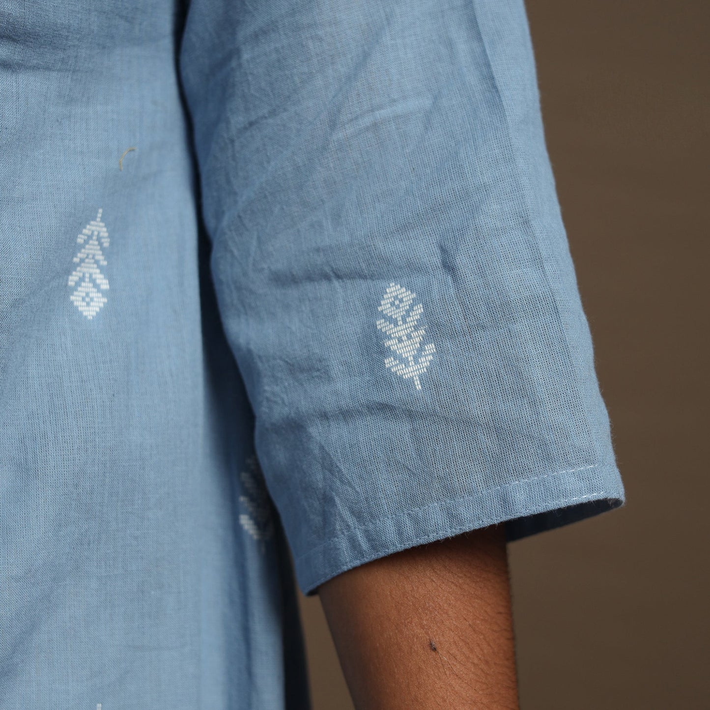 Blue A-Line Cotton Jacquard Kurta