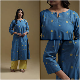 A-line cotton jacquard kurta for women 03 - handcrafted