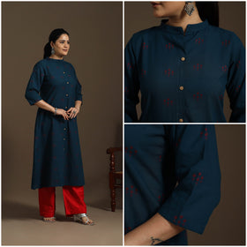 A-line cotton jacquard kurta for women 09 - handcrafted