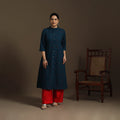A-line cotton jacquard kurta for women 09 - handcrafted