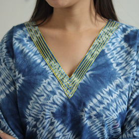  Blue A-Line Tie & Dye Cotton Shibori Kurta for Women