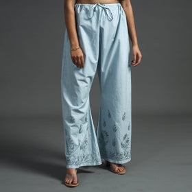  Lucknow Chikankari Hand Embroidery Cotton Palazzo 